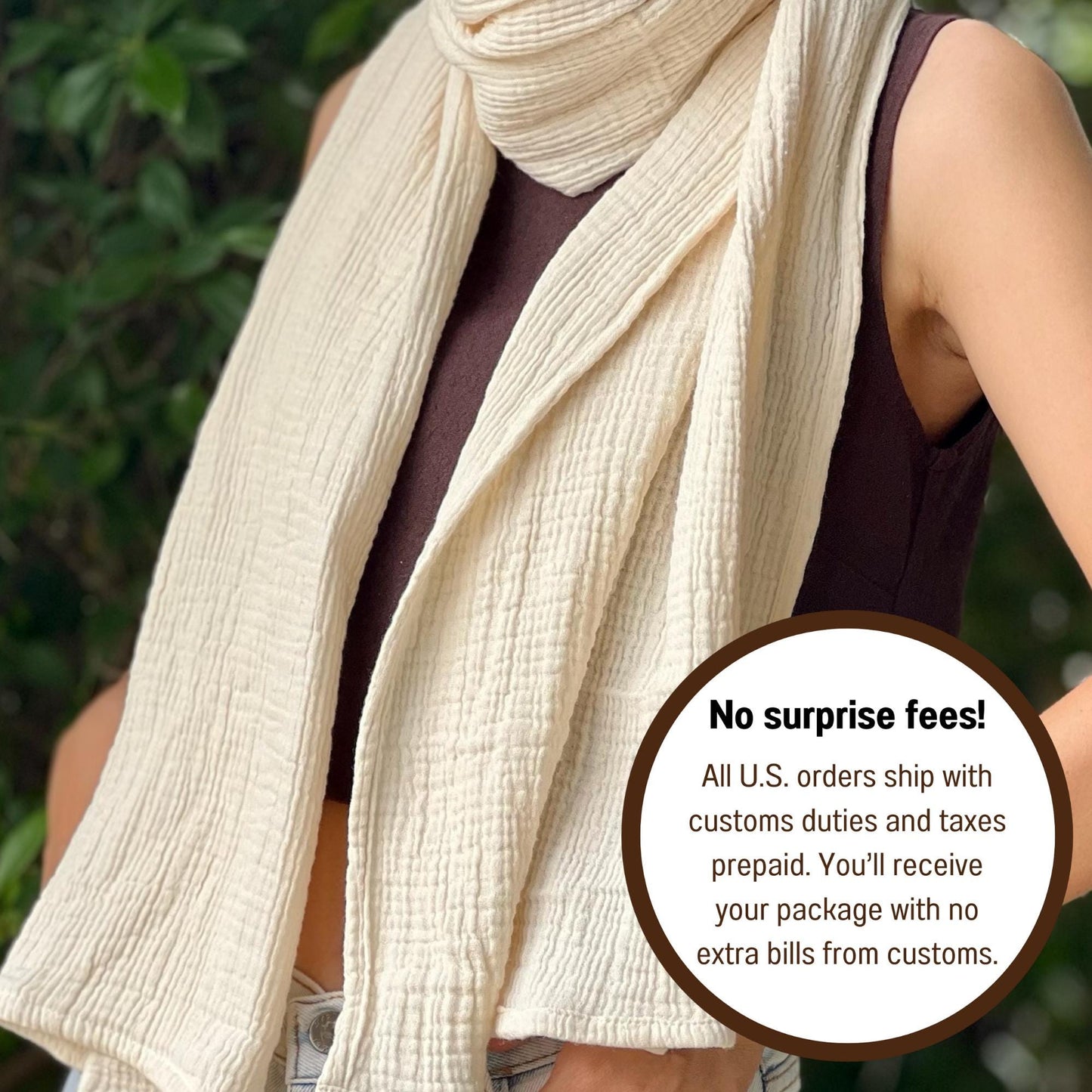 Gauze Scarf | Cotton Fiber Wrap | Lightweight Scarf | Soft Muslin Cotton Shawl | Long Scarf Wrap | Bridesmaid Gift | Summer Scarf