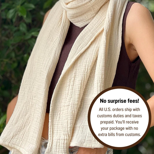 Gauze Scarf | Cotton Fiber Wrap | Lightweight Scarf | Soft Muslin Cotton Shawl | Long Scarf Wrap | Bridesmaid Gift | Summer Scarf