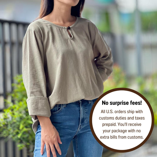 Cotton Pull Over Style Blouse