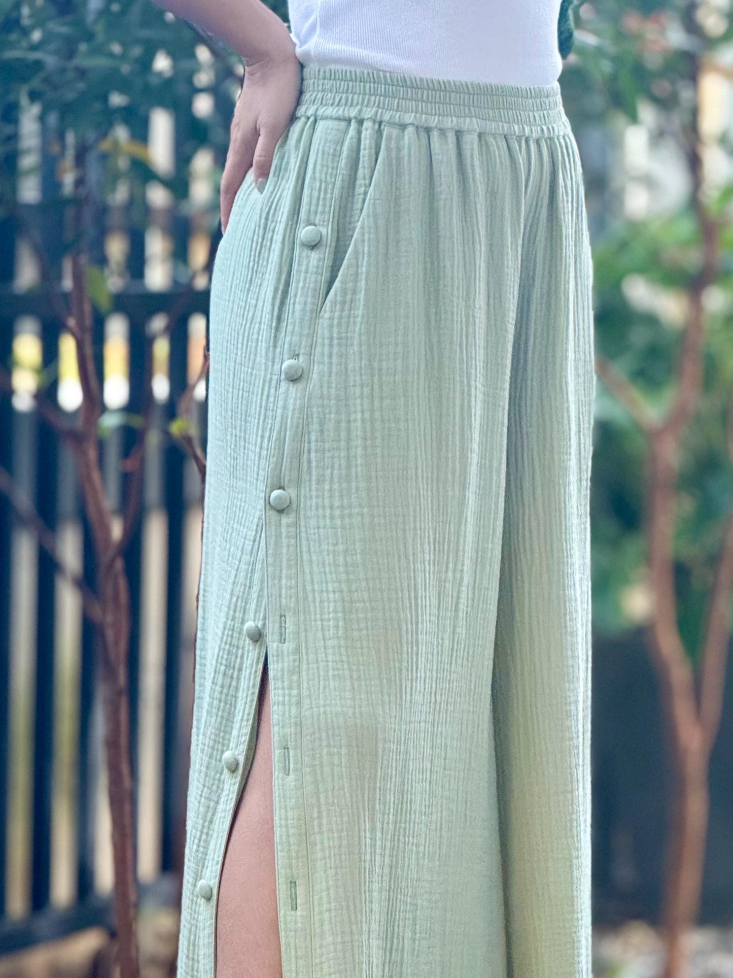 Wide Leg Pants | Muslin Maxi Pants | Loose Gauze Trousers Womens Double | Gauze Muslin Pants - Loungeware