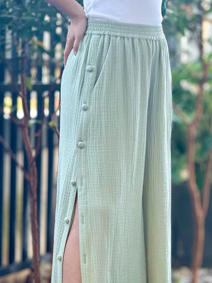 Wide Leg Pants | Muslin Maxi Pants | Loose Gauze Trousers Womens Double | Gauze Muslin Pants - Loungeware