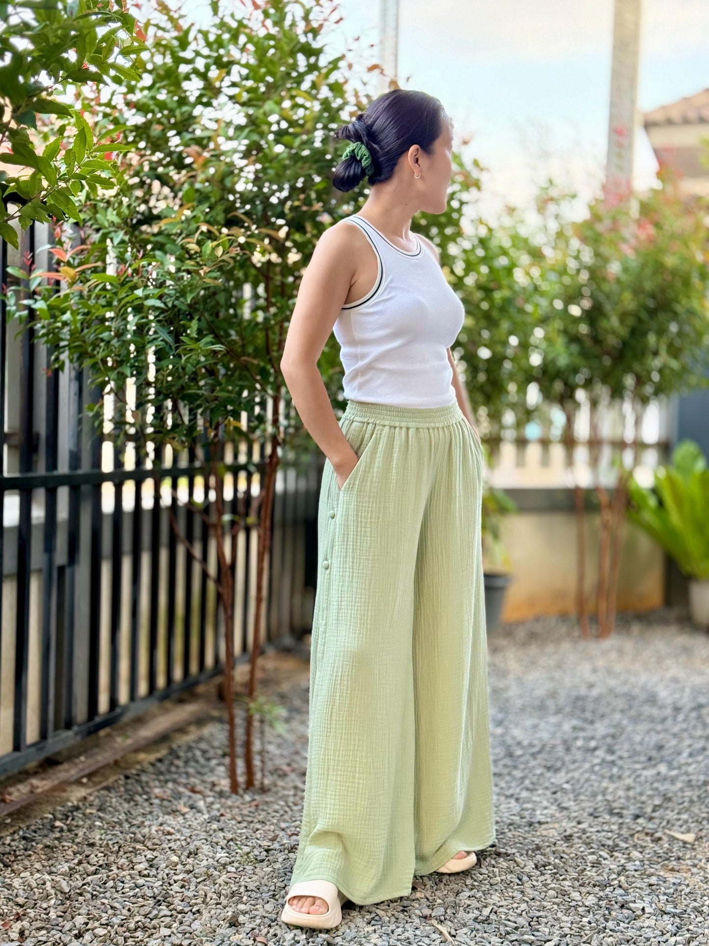 Wide Leg Pants | Muslin Maxi Pants | Loose Gauze Trousers Womens Double | Gauze Muslin Pants - Loungeware