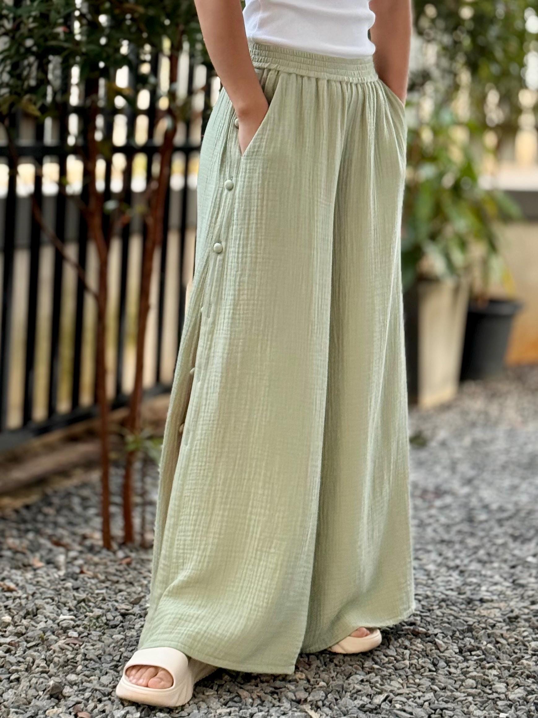Wide Leg Pants | Muslin Maxi Pants | Loose Gauze Trousers Womens Double | Gauze Muslin Pants - Loungeware