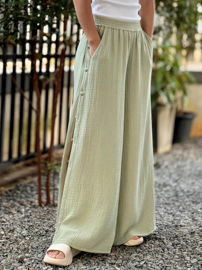 Wide Leg Pants | Muslin Maxi Pants | Loose Gauze Trousers Womens Double | Gauze Muslin Pants - Loungeware