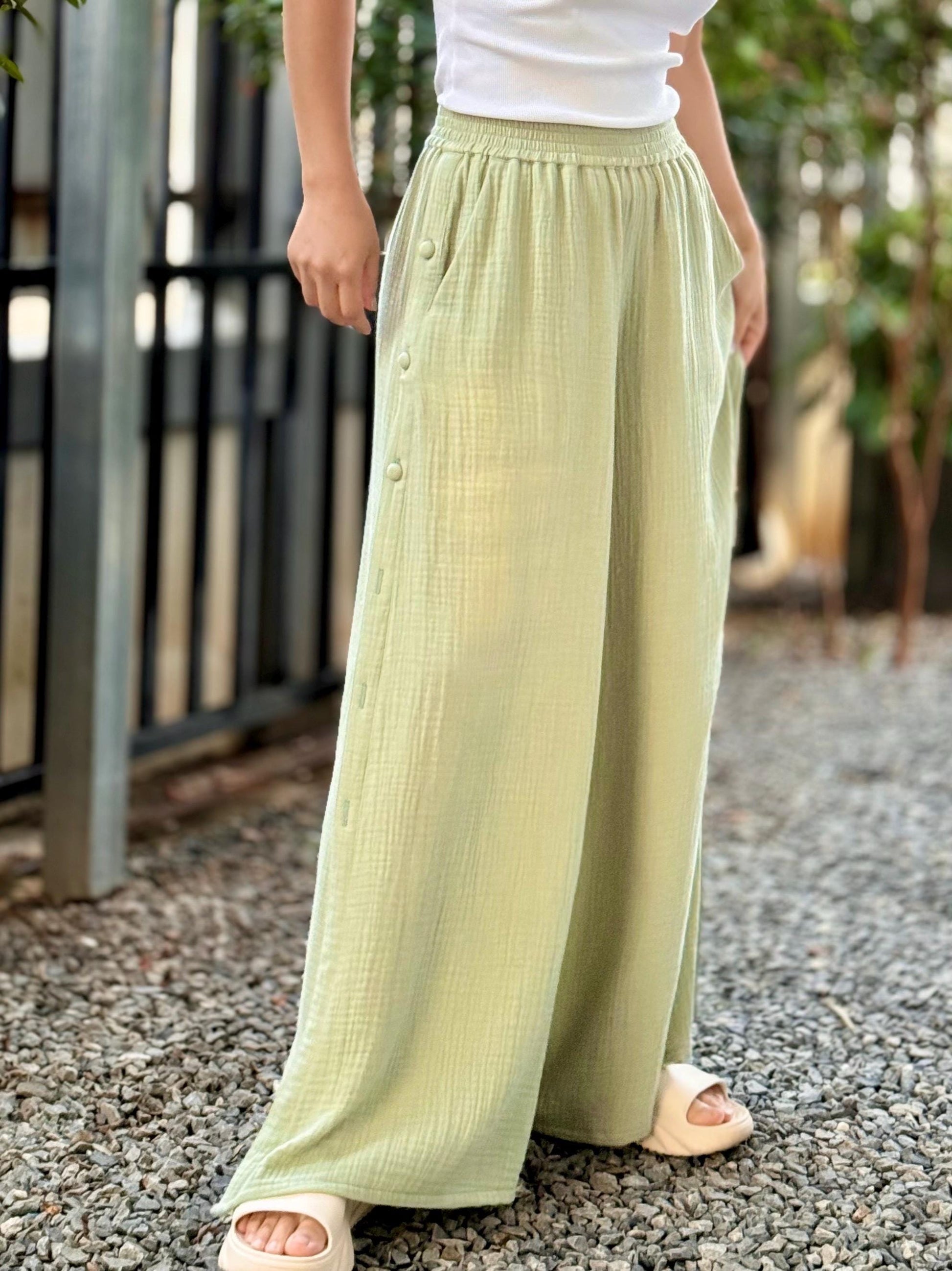 Wide Leg Pants | Muslin Maxi Pants | Loose Gauze Trousers Womens Double | Gauze Muslin Pants - Loungeware