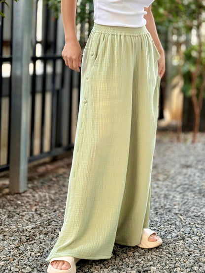 Wide Leg Pants | Muslin Maxi Pants | Loose Gauze Trousers Womens Double | Gauze Muslin Pants - Loungeware