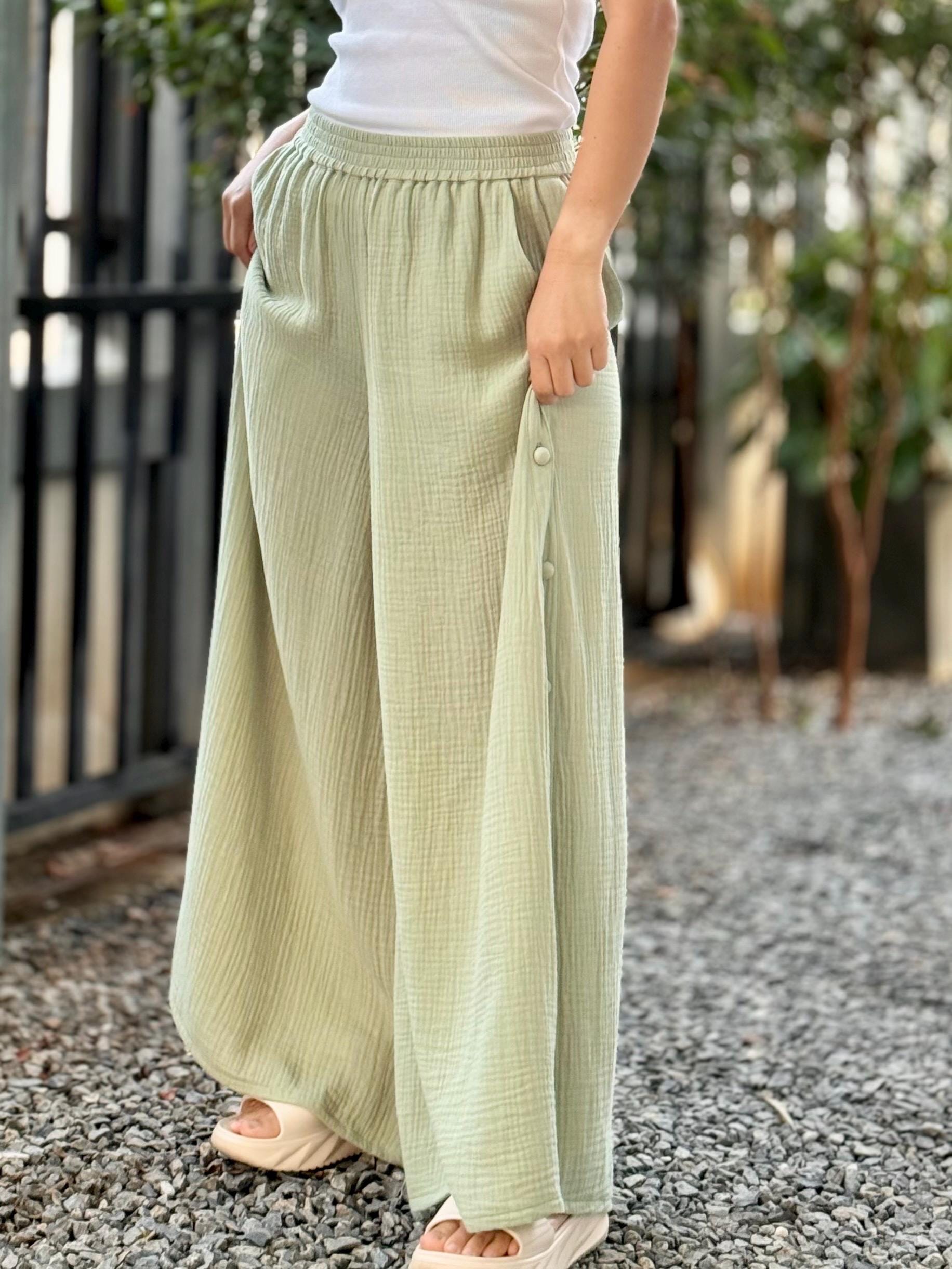 Wide Leg Pants | Muslin Maxi Pants | Loose Gauze Trousers Womens Double | Gauze Muslin Pants - Loungeware