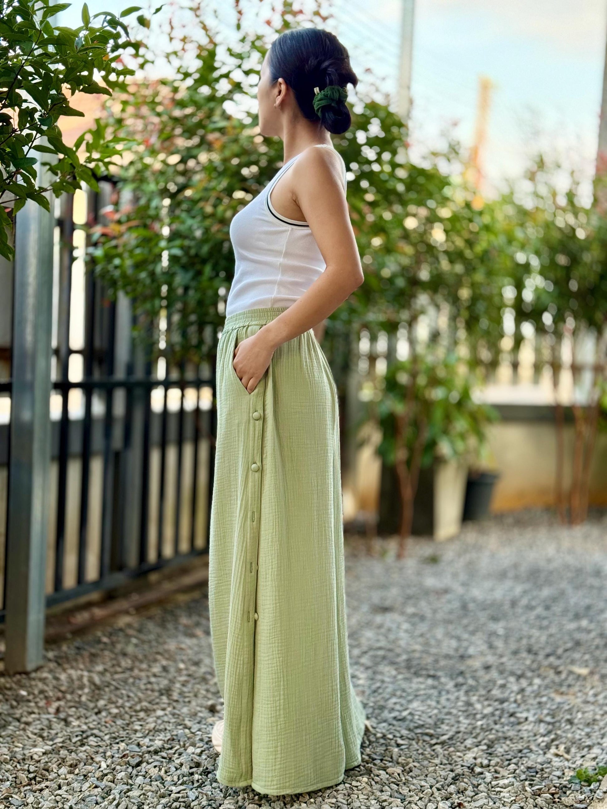 Wide Leg Pants | Muslin Maxi Pants | Loose Gauze Trousers Womens Double | Gauze Muslin Pants - Loungeware