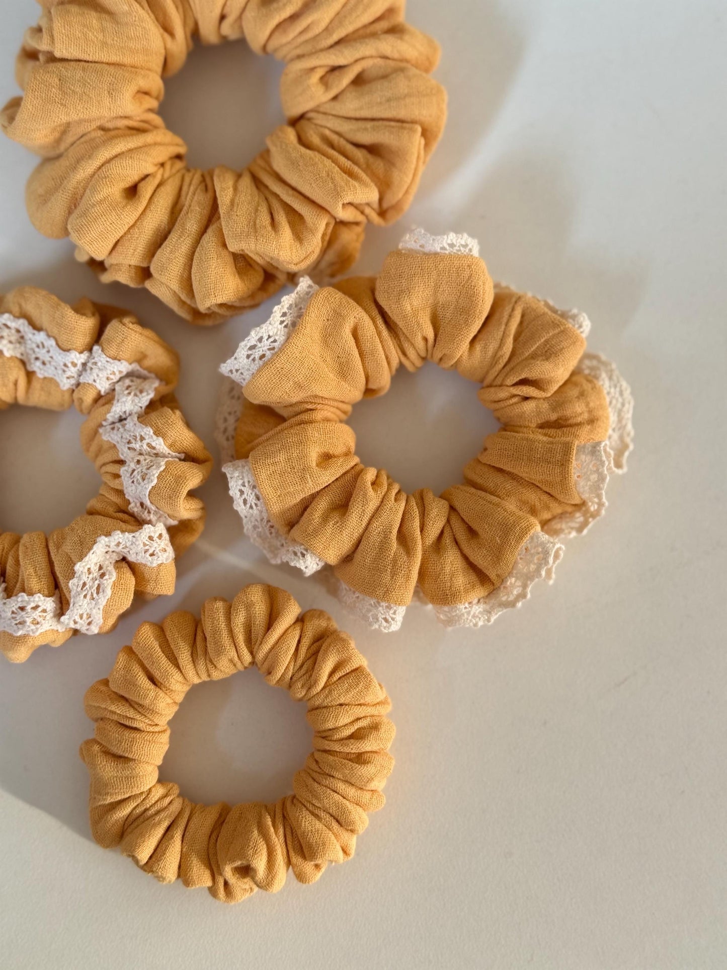 Set of 4 Double Gauze Hair Scrunchies in 4 Different Sizes