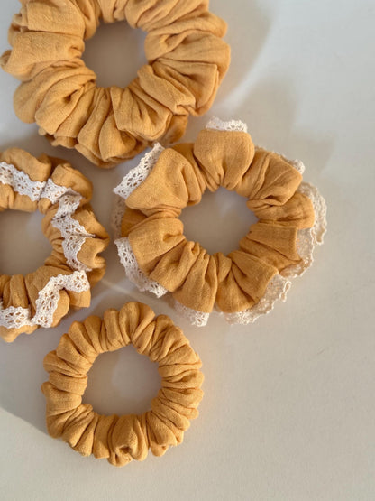 Set of 4 Double Gauze Hair Scrunchies in 4 Different Sizes