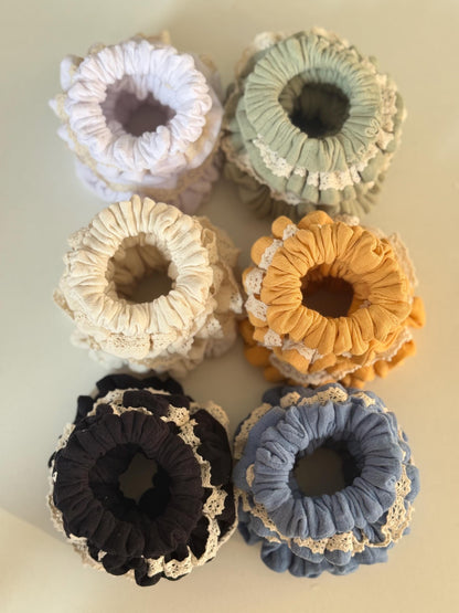Set of 4 Double Gauze Hair Scrunchies in 4 Different Sizes