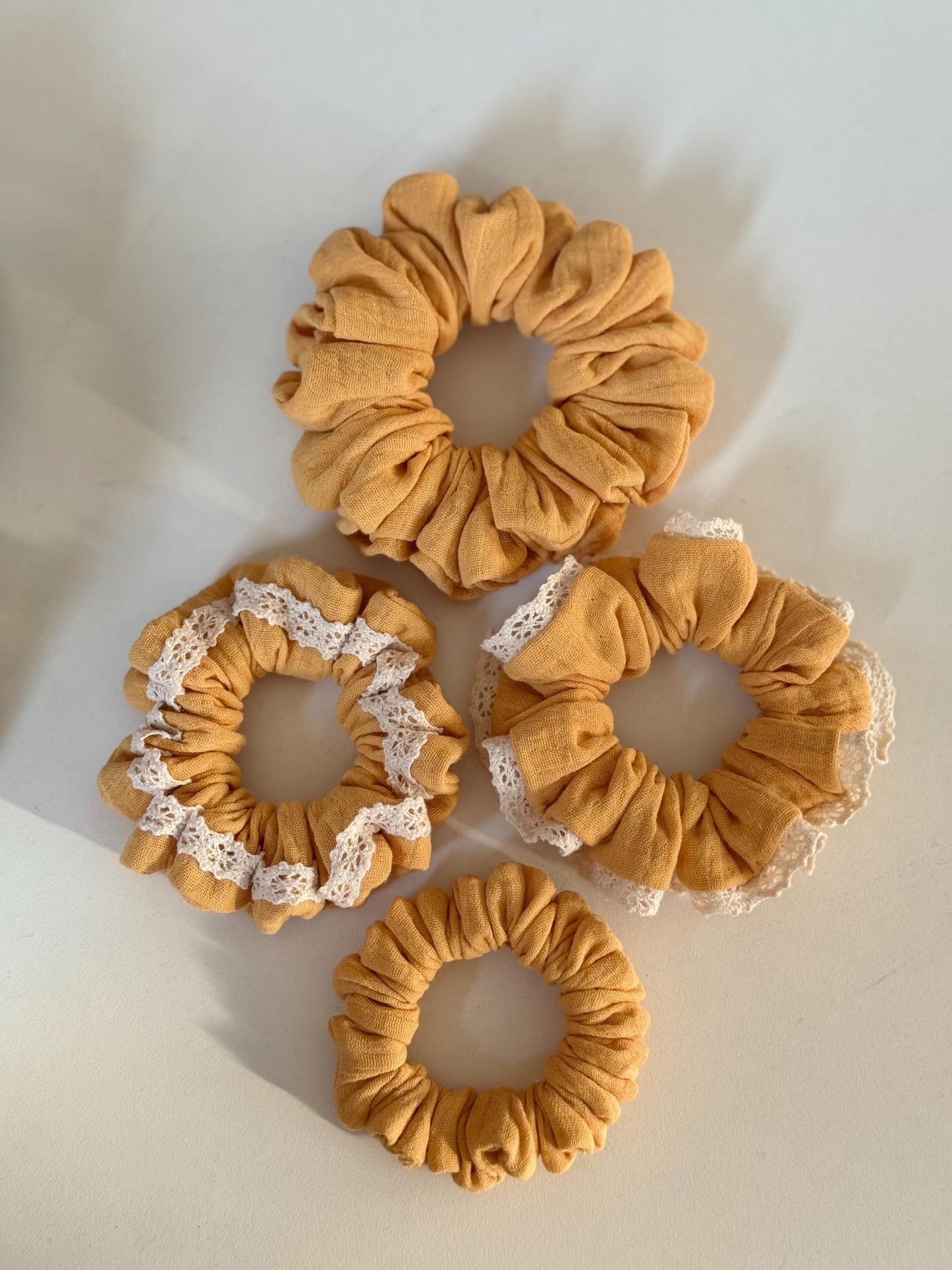 Set of 4 Double Gauze Hair Scrunchies in 4 Different Sizes