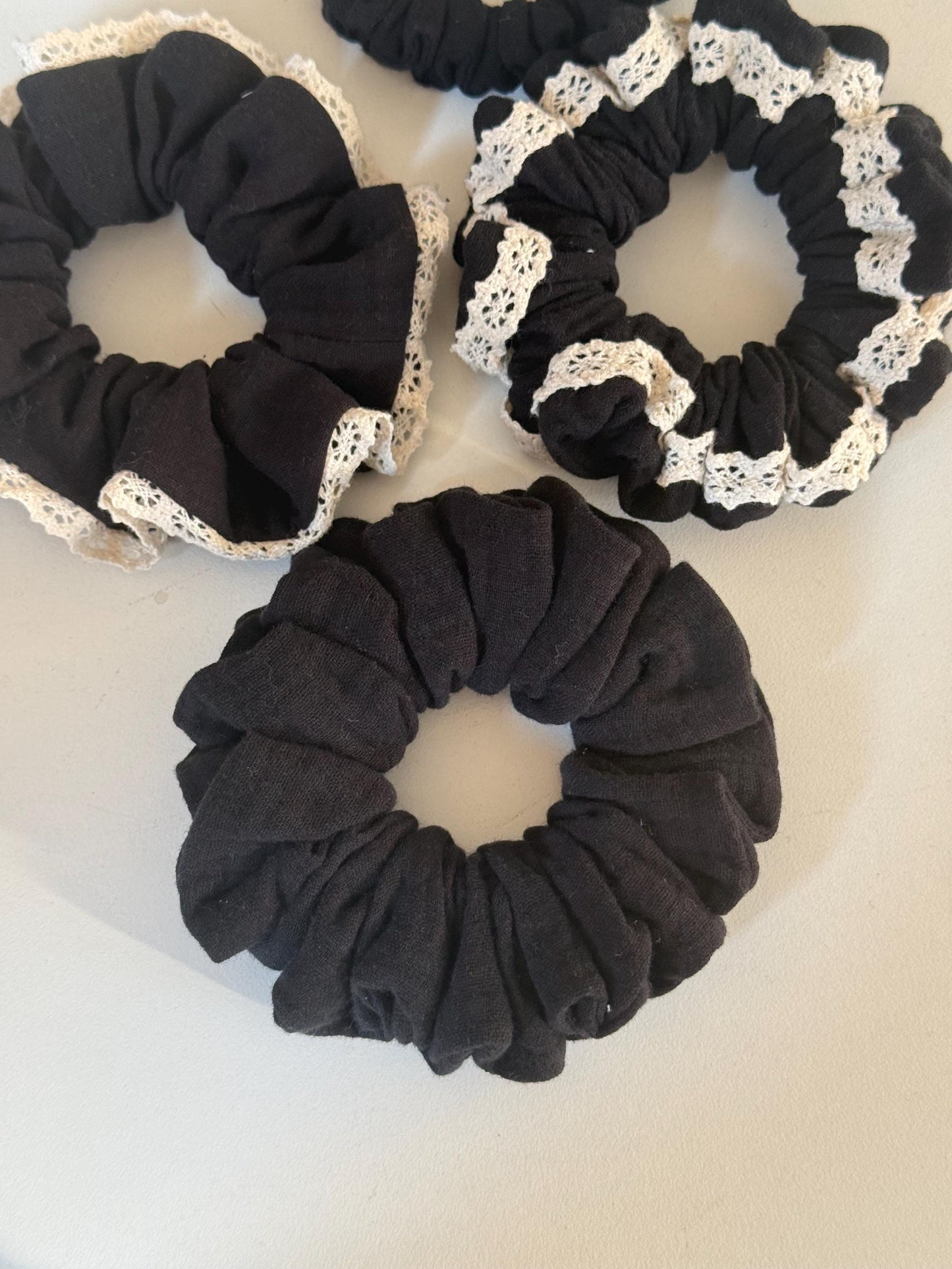 Set of 4 Double Gauze Hair Scrunchies in 4 Different Sizes
