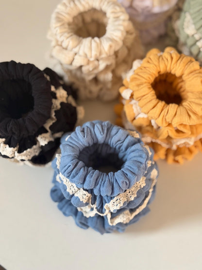 Set of 4 Double Gauze Hair Scrunchies in 4 Different Sizes
