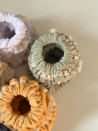 Set of 4 Double Gauze Hair Scrunchies in 4 Different Sizes