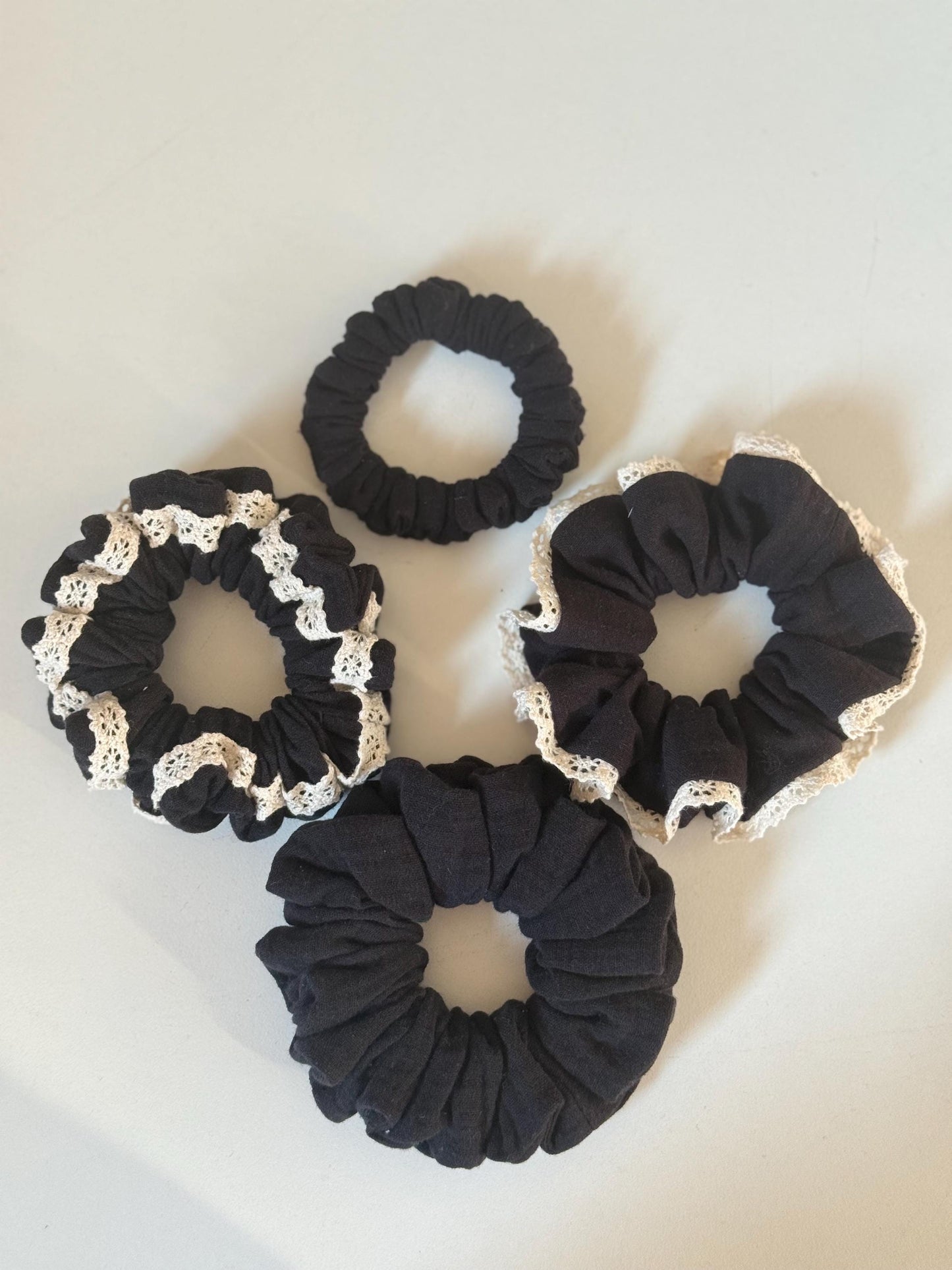 Set of 4 Double Gauze Hair Scrunchies in 4 Different Sizes