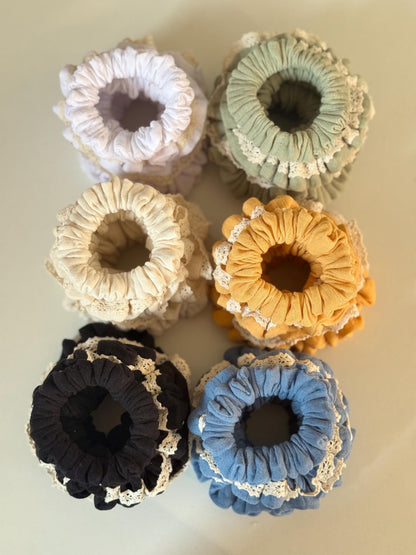 Set of 4 Double Gauze Hair Scrunchies in 4 Different Sizes