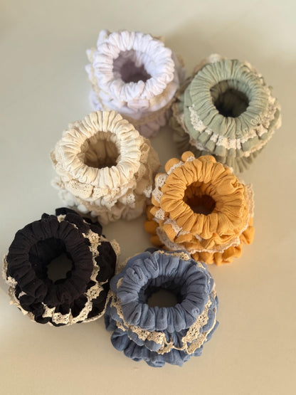 Set of 4 Double Gauze Hair Scrunchies in 4 Different Sizes