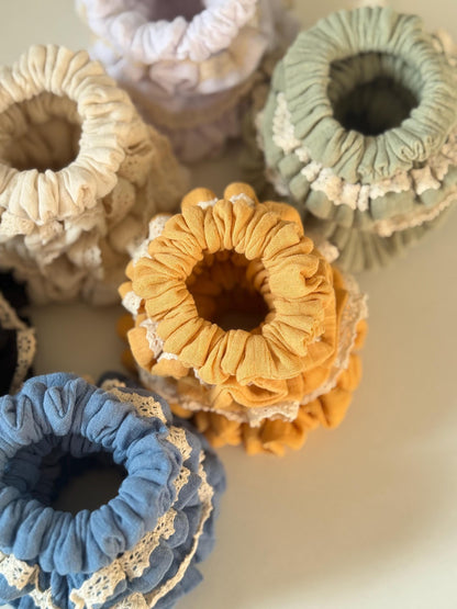 Set of 4 Double Gauze Hair Scrunchies in 4 Different Sizes