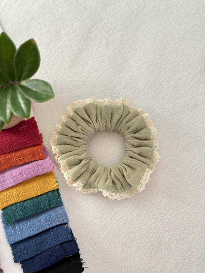 Set of 4 Double Gauze Hair Scrunchies in 4 Different Sizes