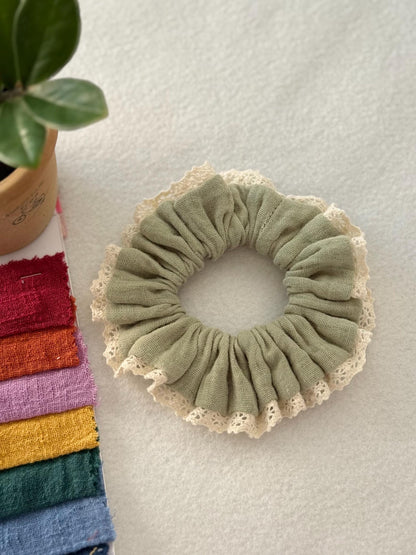 Set of 4 Double Gauze Hair Scrunchies in 4 Different Sizes