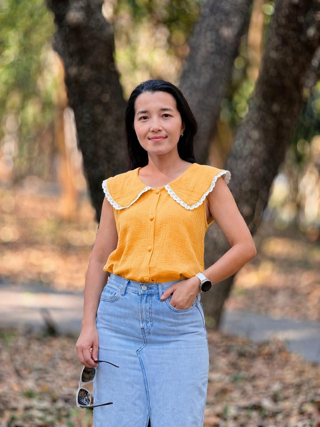 Cotton Gauze Crop Top – Sleeveless Collared Button-Up Top – Organic Cotton Double Gauze Muslin – Minimalist Summer Blouse