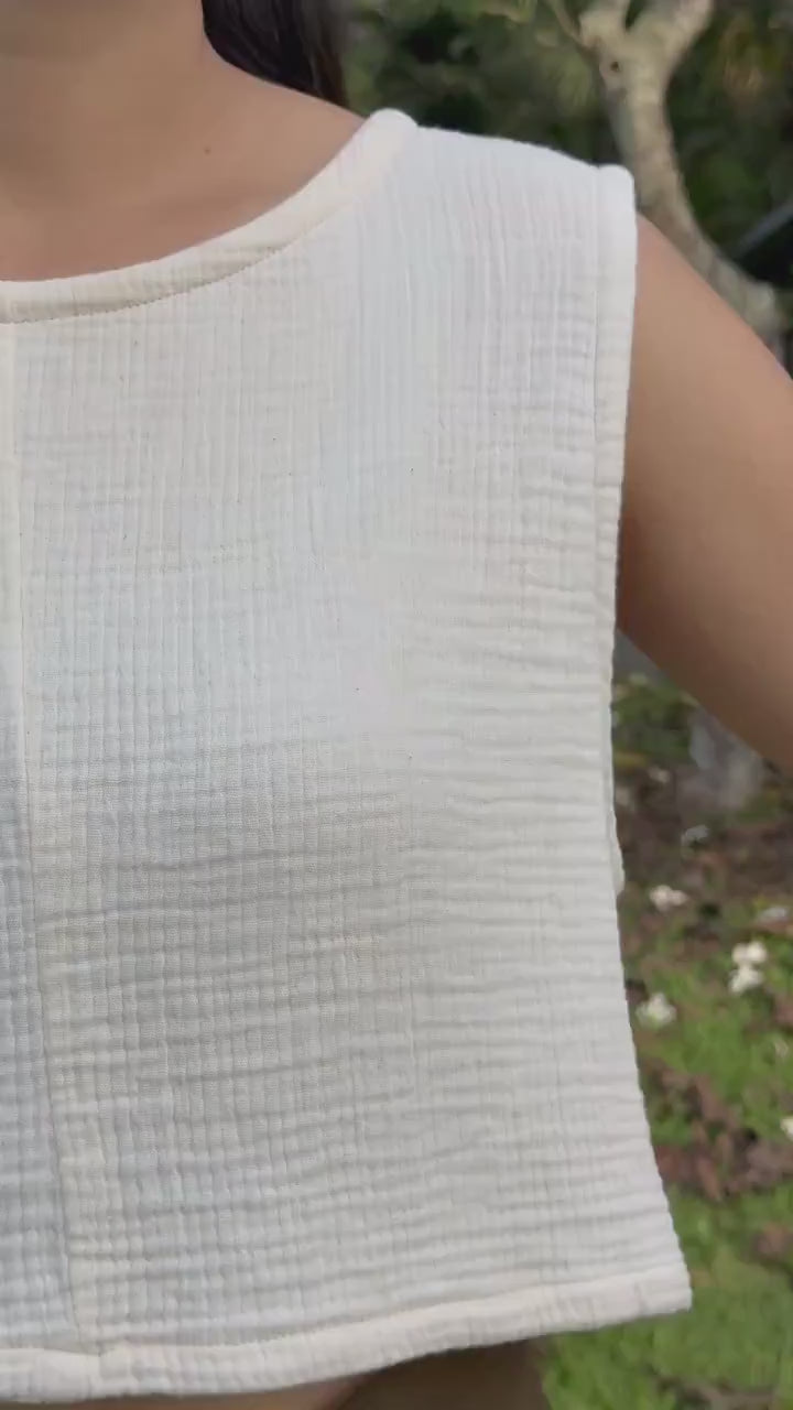 Triple-Layer Gauze Sleeveless Top