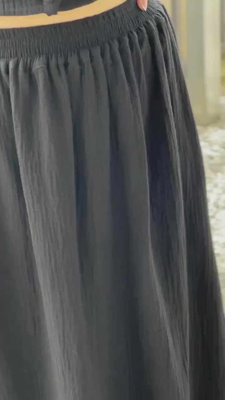 Double Gauze cotton ruffled Maxi skirt