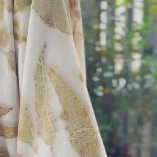 Eco-Printed Muslin Cotton Kimono Loose Cover Up – 1 Layer