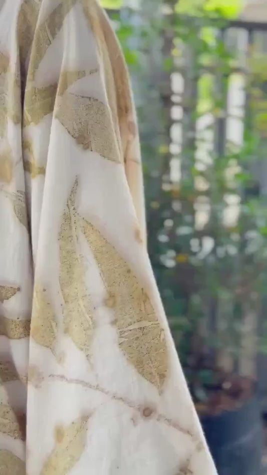 Eco-Printed Muslin Cotton Kimono Loose Cover Up – 1 Layer