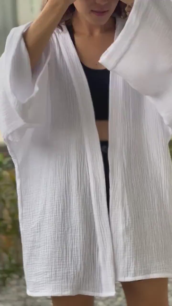 Muslin Double Gauze Kimono Loose Cover Up