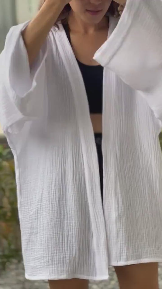 Muslin Double Gauze Kimono Loose Cover Up