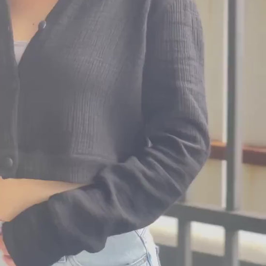 Muslin Triple Gauze Cropped Hoodie