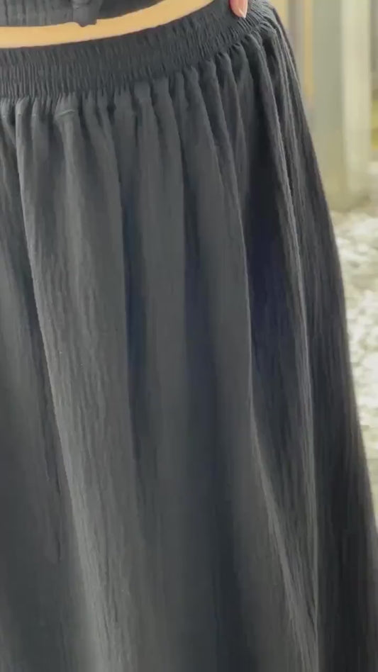 Double Gauze cotton ruffled Maxi skirt