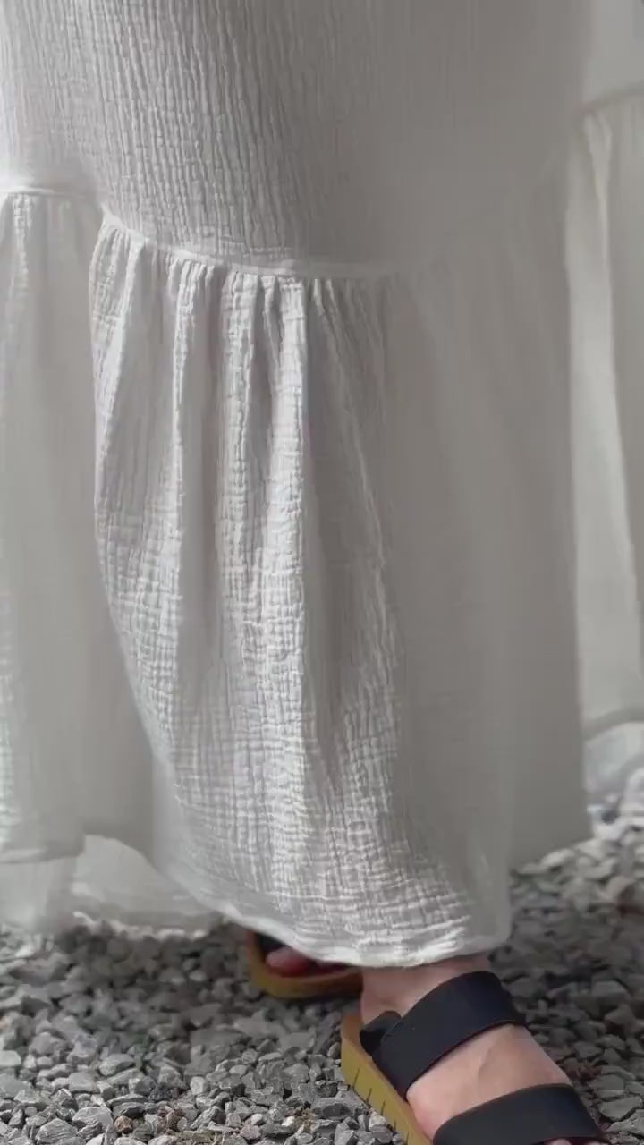 Muslin Double Gauze Dress | Cotton Cottagecore Long Dress