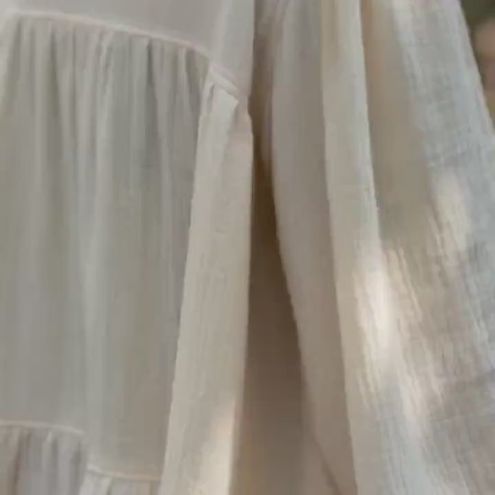 Double-Layer Double Gauze Ruffle Dress | Cotton Dress | Double Gauze Dress