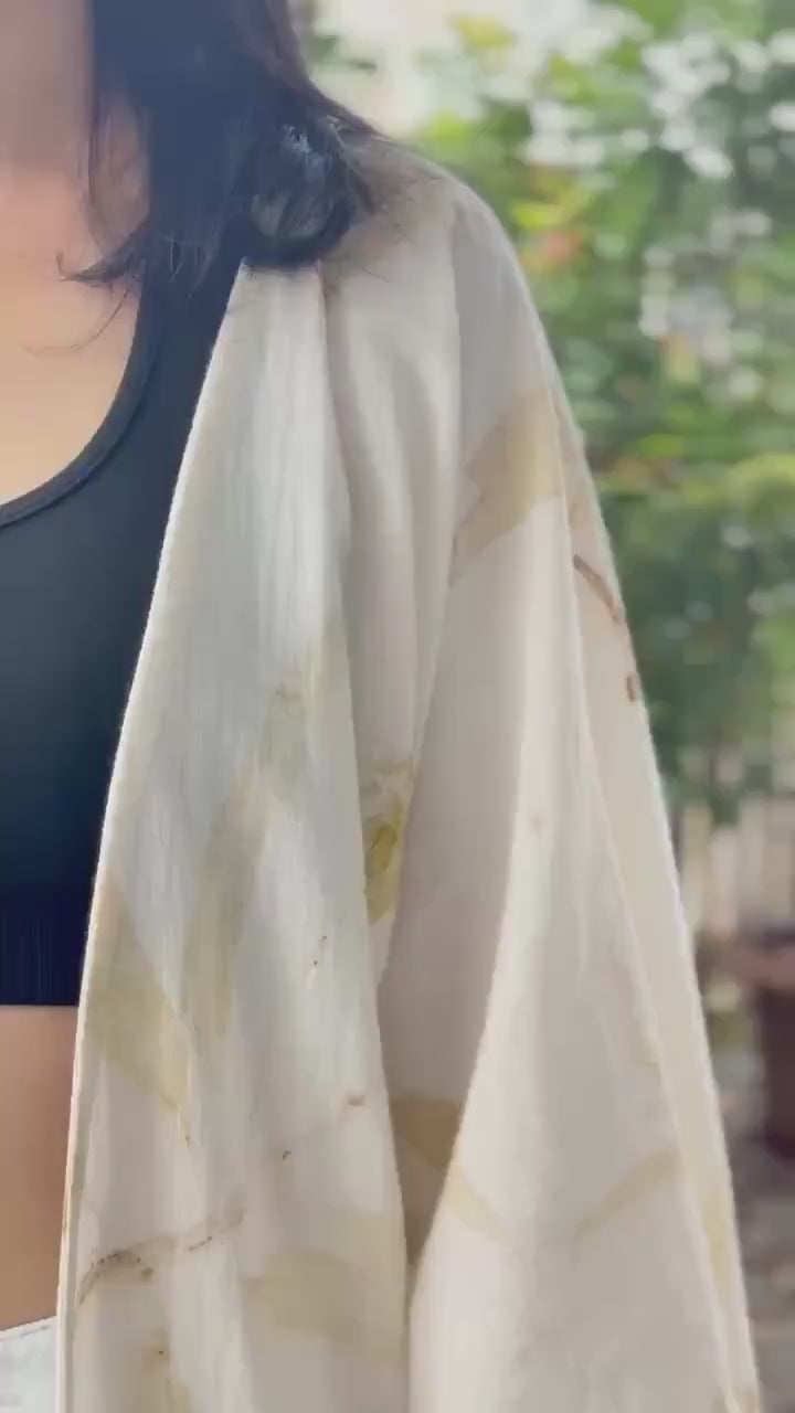 Eco-Printed Saloo Cotton Cardigan | Loose Fit, Lightweight 1-Layer Cover Up