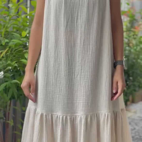 Sleeveless Ruffled Dress | Cotton Dress | Double Gauze Dress