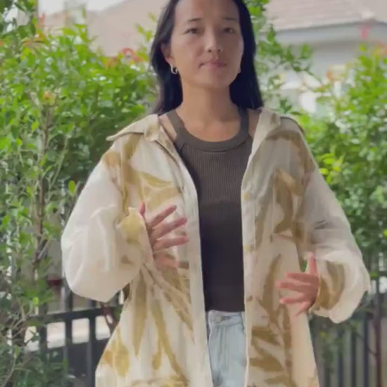 Eco-Printed Two -Tone Shirt |  Loose Fit | Real Botanical Design