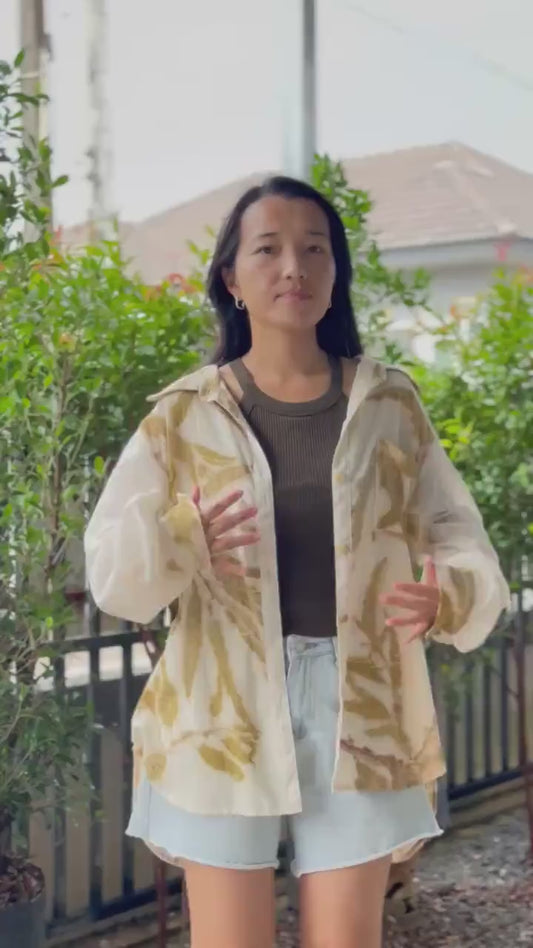 Eco-Printed Two -Tone Shirt |  Loose Fit | Real Botanical Design