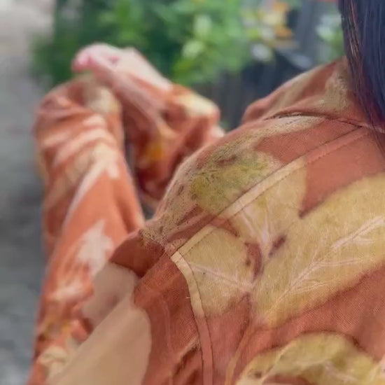 Eco-Printed Shirt | Soft Double Gauze Cotton, Loose Fit, Real Botanical Design