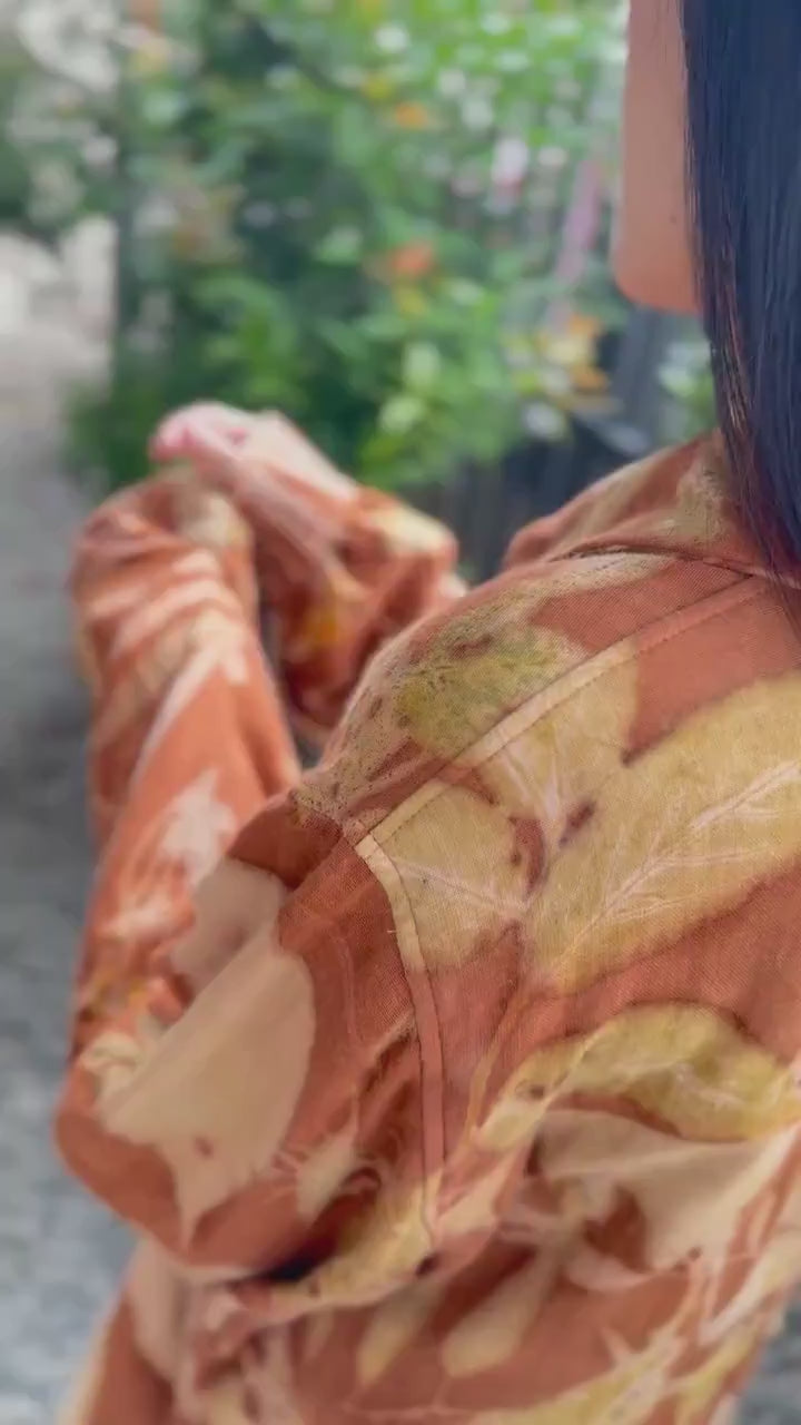 Eco-Printed Shirt | Soft Double Gauze Cotton, Loose Fit, Real Botanical Design