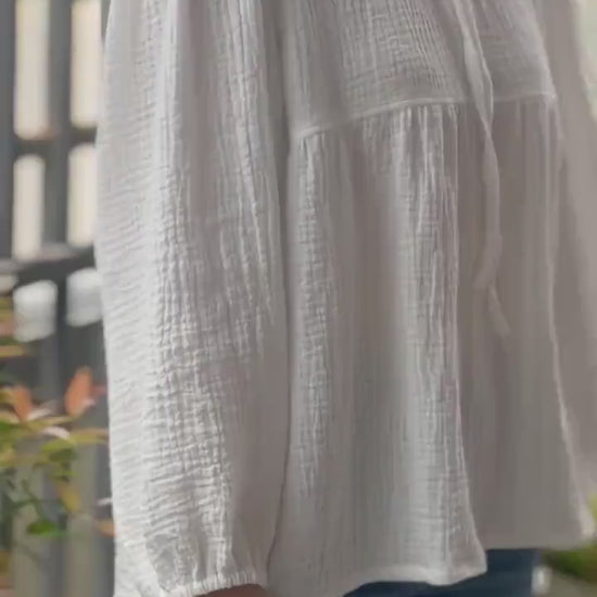 Loose Organic Blouse |  Muslin Double Gauze Blouse | Bohemian blouse |  Cotton muslin top|   Natural Clothing