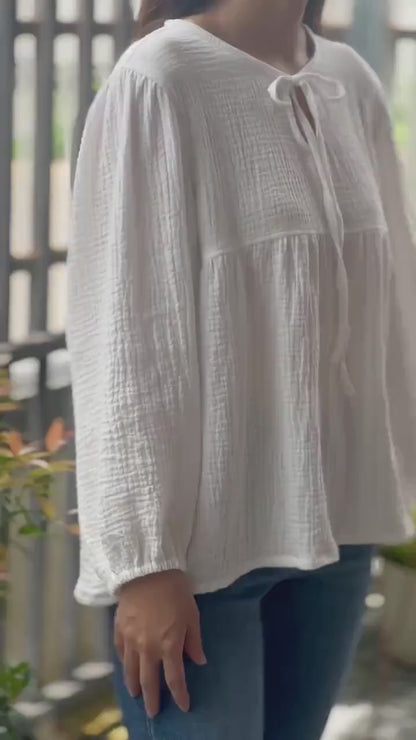 Loose Organic Blouse |  Muslin Double Gauze Blouse | Bohemian blouse |  Cotton muslin top|   Natural Clothing