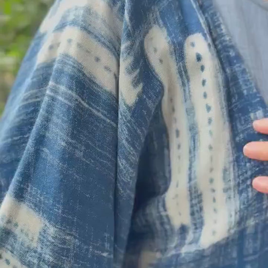 Printed Muslin Double Gauze Loose-Fit Cardigan Cover-Up