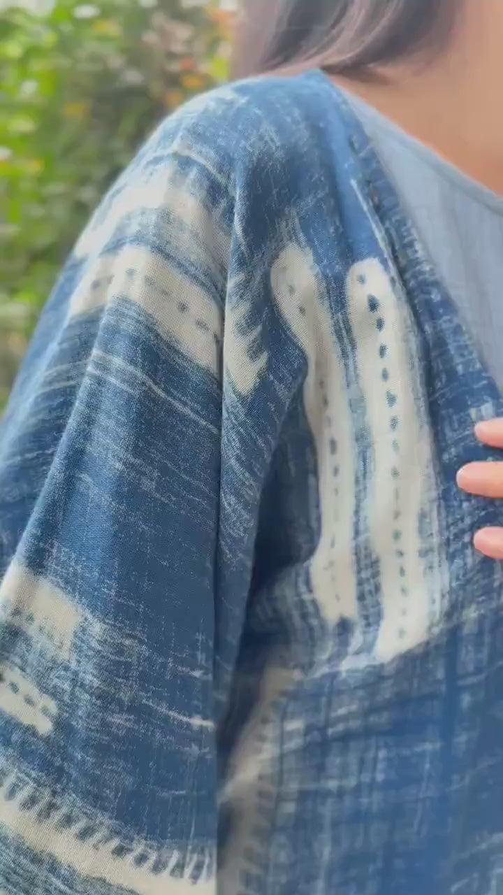 Printed Muslin Double Gauze Loose-Fit Cardigan Cover-Up
