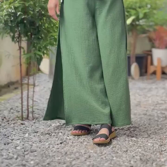 Split Wide Leg Tied Pants | Bali Beach Pants | Summer Pants |  Gauze Muslin Pant |