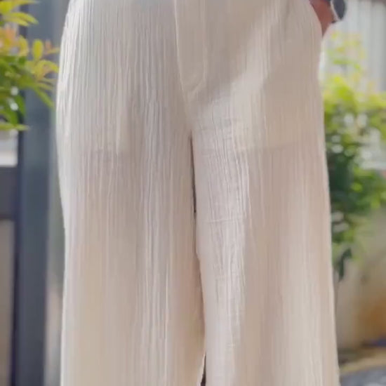 Gauze Muslin Pants | Cotton Pants | Womens Pants with Belt | Wide Leg Pants | Luxury Boho Pants | Muslin Maxi Pants | Loose Gauze Trousers