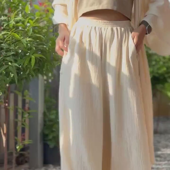 Wide Leg Pants | Muslin Maxi Pants | Loose Gauze Trousers Womens Double | Gauze Muslin Pants - Loungeware