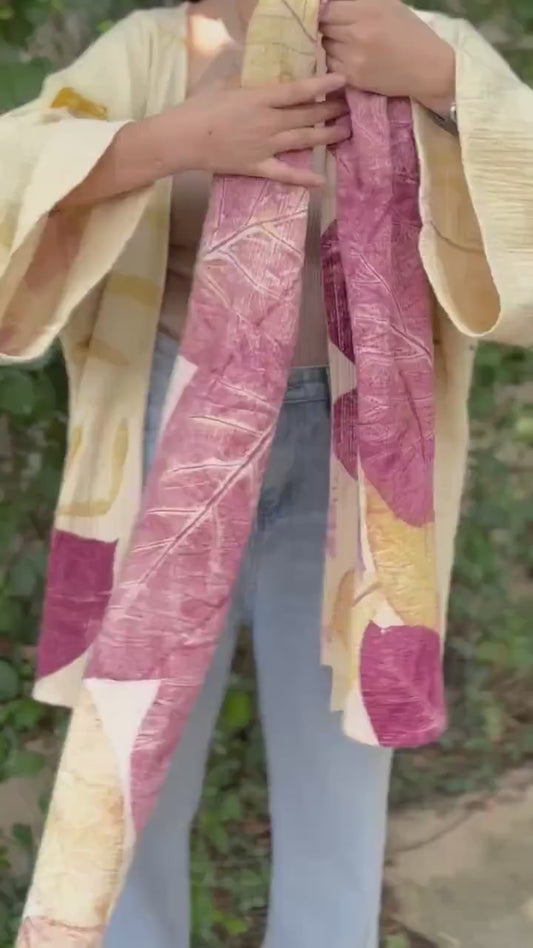 3-Layer Muslin Cotton Scarf | Eco-Printed Gauze Scarf | Gauze Scarf | Cotton Fiber Wrap | Lightweight Scarf | Soft Muslin Cotton Shawl